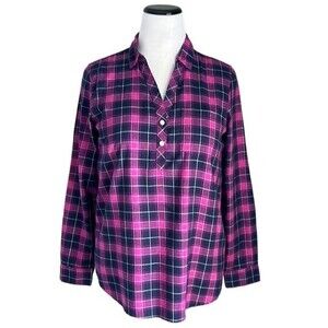 NWT J. Crew Women's Boyfriend Fit Plaid Popover Flannel Shirt Tunic Size S